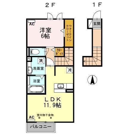 エクセレンテ(1LDK/2階)の間取り写真