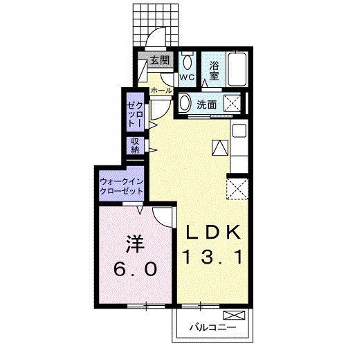フランベル B(1LDK/1階)の間取り写真