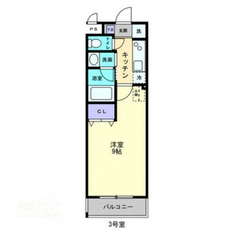 S-1大元駅前(1K/4階)の間取り写真