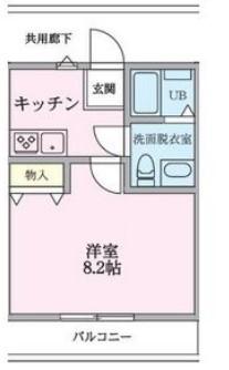 保土ヶ谷区新井町アパート(1K/2階)の間取り写真