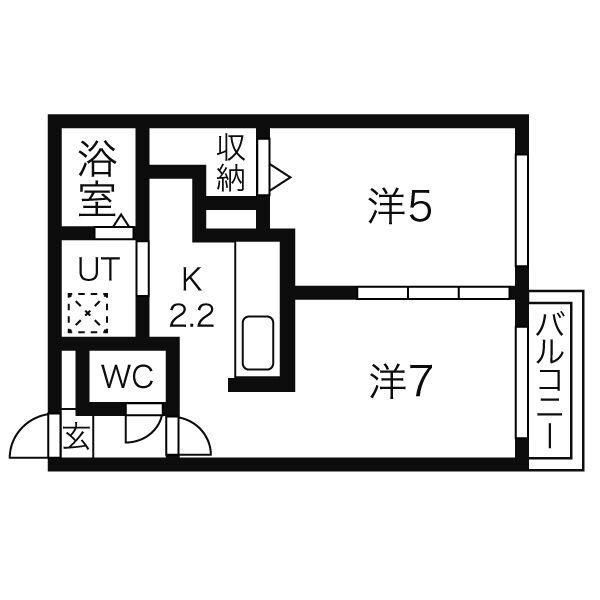 シャルマン東区役所前(1LDK/4階)の間取り写真