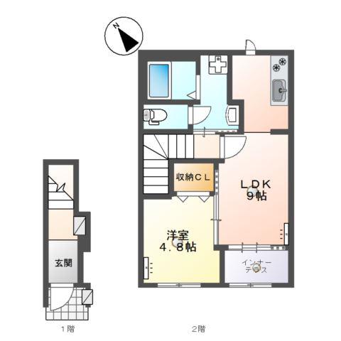 ローリングヒルズ富任(1LDK/2階)の間取り写真
