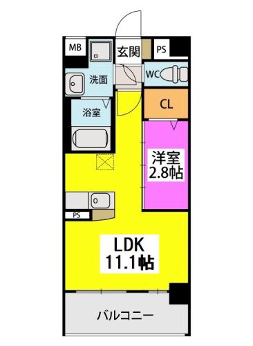 リバーランド大濠(1LDK/5階)の間取り写真