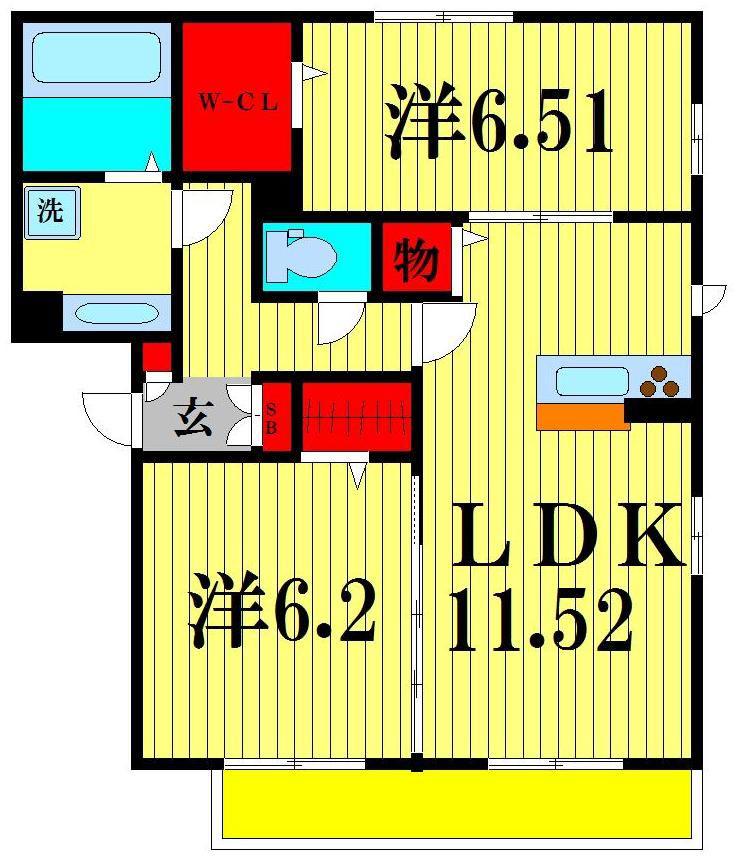 AZAREA辻前A(2LDK/2階)の間取り写真