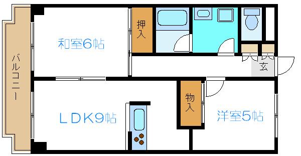 クレセントパレス(2LDK/2階)の間取り写真