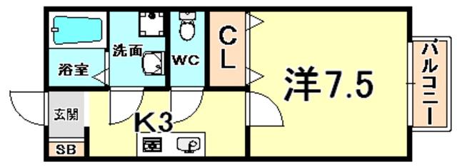 リラ苦楽園(1K/1階)の間取り写真