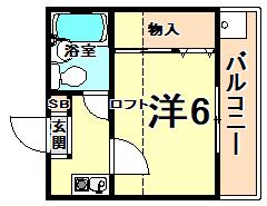 ヴィラ立花第2(1K/2階)の間取り写真