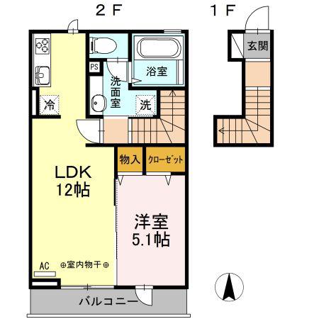グラン ベル(1LDK/2階)の間取り写真