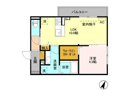 フォルテア A206(1LDK/2階)の間取り写真