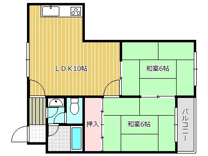 ガーデンヒル平野(2LDK/3階)の間取り写真