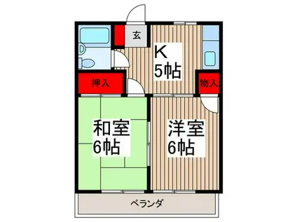 ロジュマン高麗(2K/2階)の間取り写真