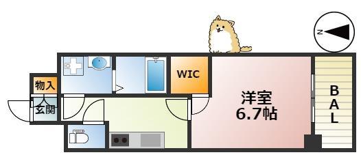 SILUS東灘深江(1K/13階)の間取り写真