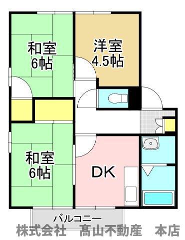 ドミール赤間苑(3DK/1階)の間取り写真