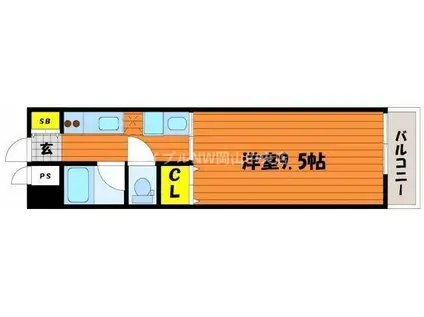 オーランド富田町(1K/3階)の間取り写真