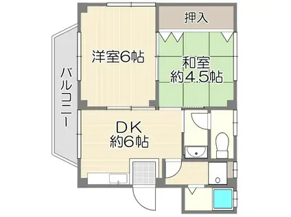 翠香園コーポ百合(2DK/3階)の間取り写真