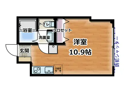 メゾン鶴(ワンルーム/1階)の間取り写真