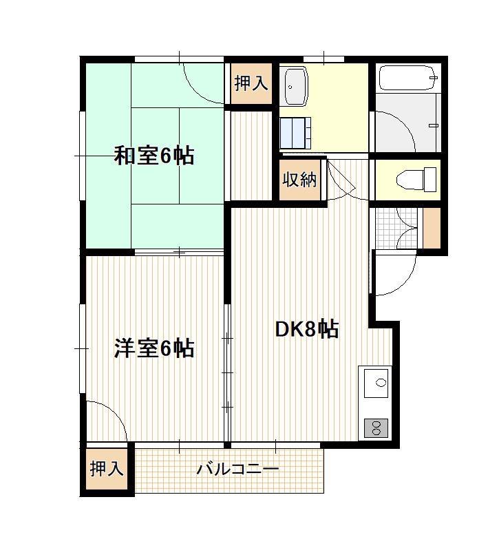 アイリス串戸(2DK/2階)の間取り写真