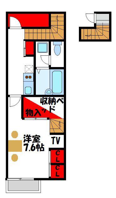 レオパレス花見が丘 K M(1K/2階)の間取り写真