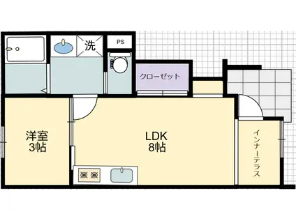 プレイス・エム(1LDK/1階)の間取り写真