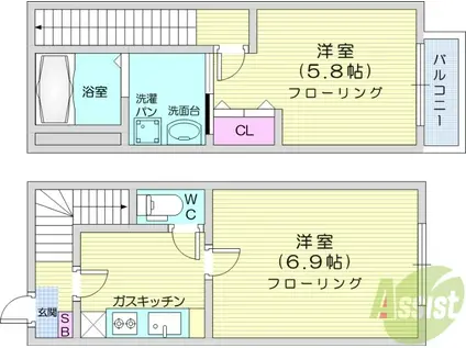 シャノワール北山(1LDK/1階)の間取り写真