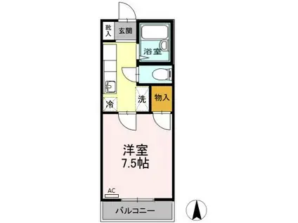 メゾン精 II棟(1K/1階)の間取り写真