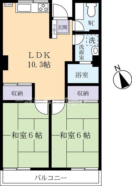 市毛マンション(3DK/3階)の間取り写真