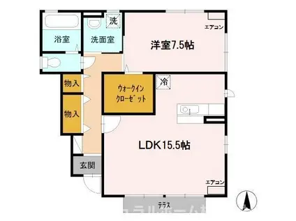 カーサ フェリーチェ I(1LDK/1階)の間取り写真