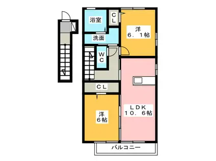 LIEN(2LDK/2階)の間取り写真