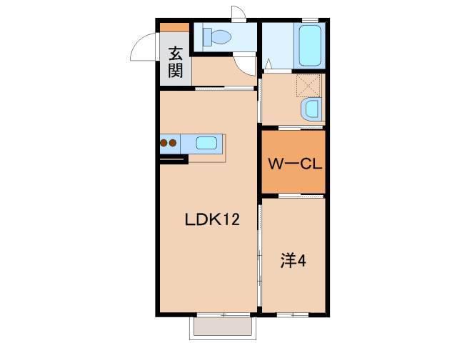 ビルロート(1LDK/2階)の間取り写真