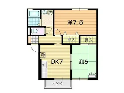 ドミールシンA(2DK/2階)の間取り写真