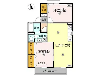 サンタウン円座 E棟(2LDK/2階)の間取り写真