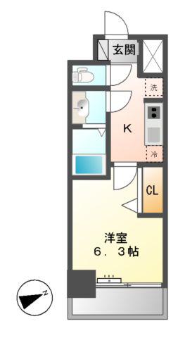 プレサンス上前津リラシス(1K/6階)の間取り写真