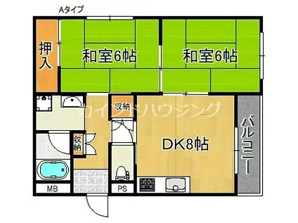 クランツ沢ノ町(2DK/1階)の間取り写真