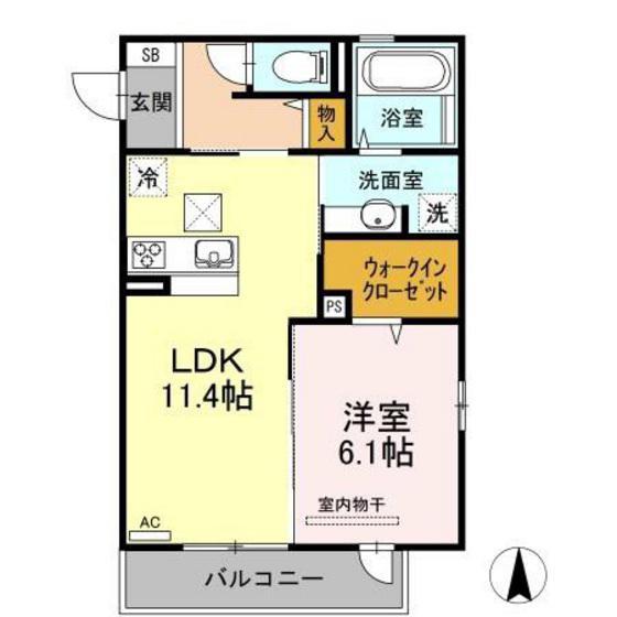 プレミアージュ(1LDK/1階)の間取り写真