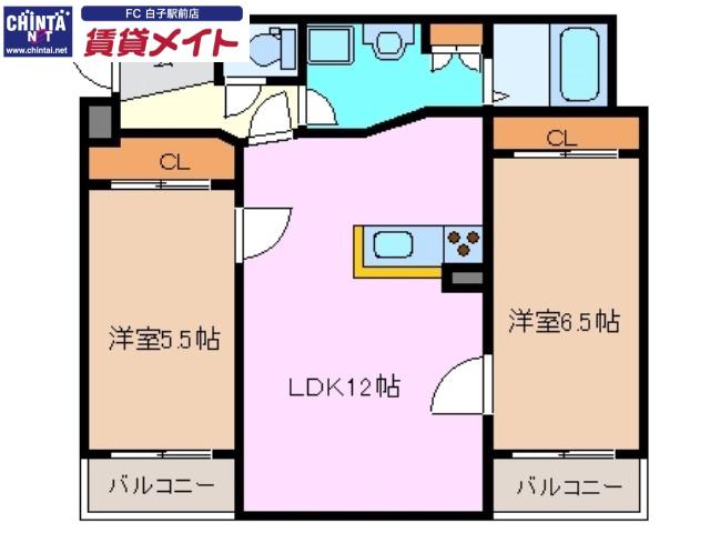 ウッドベルステージ(2LDK/1階)の間取り写真