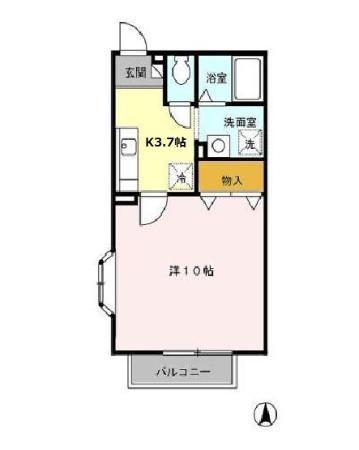 ソレイユハイツII(1K/1階)の間取り写真
