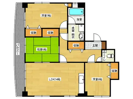 グランドールアサヒ(2SLDK/2階)の間取り写真