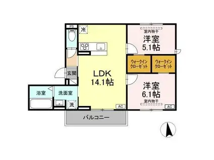 セレスティア福光西 ウエスト(2LDK/3階)の間取り写真