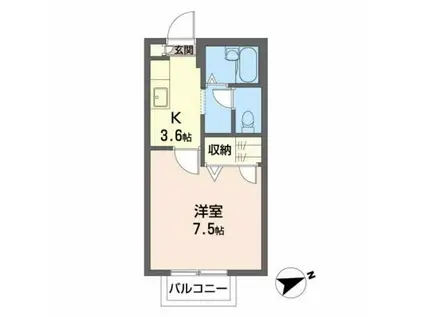 クレール香詩夢(1K/2階)の間取り写真