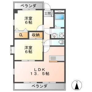 WAVE21(2LDK/3階)の間取り写真