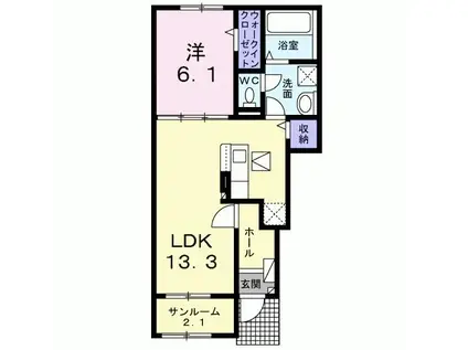 カームリープレイス II(1LDK/1階)の間取り写真