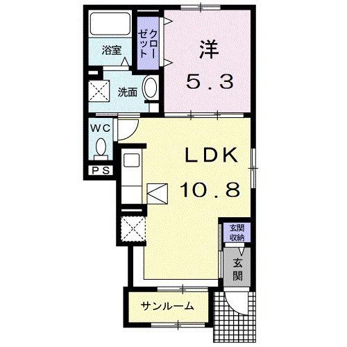 リブレ稲荷町(1LDK/1階)の間取り写真
