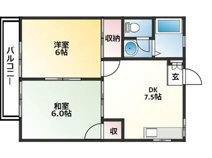 アドリアパラセ(2DK/3階)の間取り写真