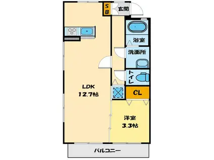 赤松マンション(1LDK/2階)の間取り写真