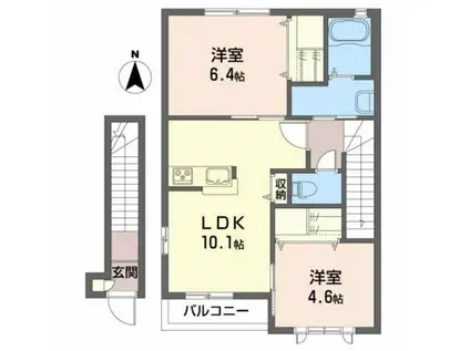 パルファン(2LDK/2階)の間取り写真