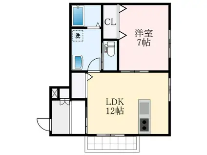 プレナス恵我之荘(1LDK/1階)の間取り写真