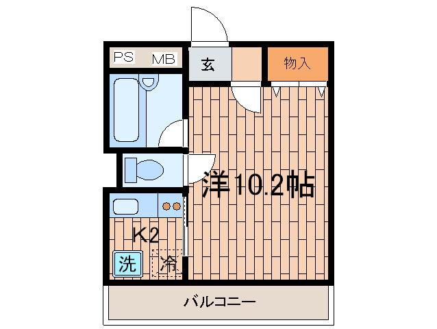 MUSE若林(1K/1階)の間取り写真