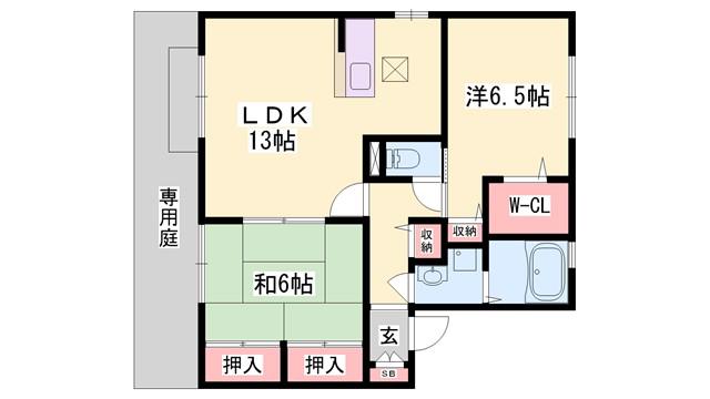プレタメゾン大前II(2LDK/1階)の間取り写真