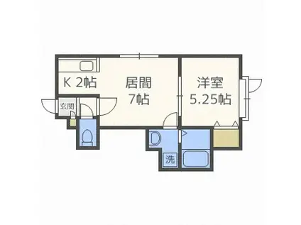 グランエステート菊水元町(1LDK/2階)の間取り写真