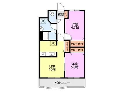 リヴェールあおば(2LDK/3階)の間取り写真